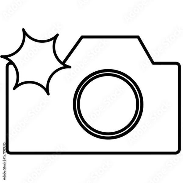 Obraz minimalist camera logo with flash on, transparent background