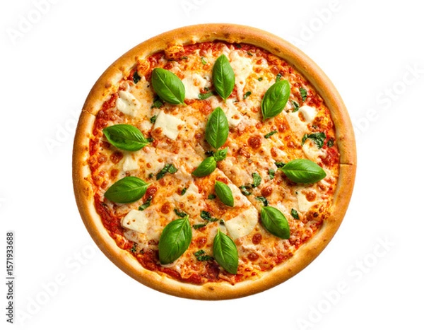 Fototapeta Pizza with mushrooms and cheese isolated on transparent background.