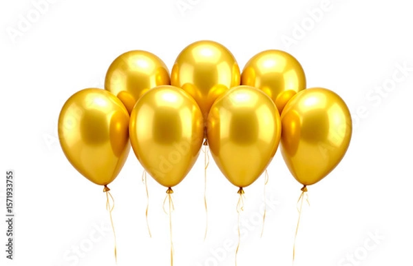 Fototapeta Golden balloons  isolated on transparent background.