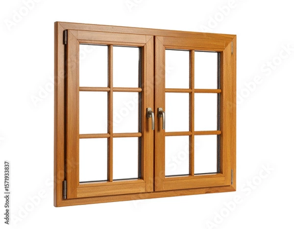 Fototapeta Wooden window  isolated isolated on transparent background.