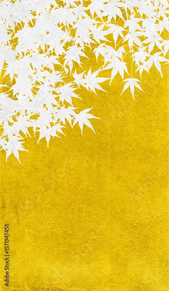 Fototapeta リアルなモミジを金箔で描いた、和風のシルエットアート