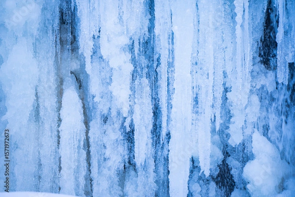 Obraz 長野県松本市安曇鈴蘭　乗鞍高原　冬の凍結した善五郎の滝