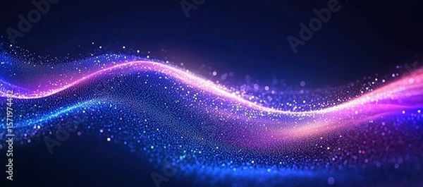 Obraz Abstract vector background with dots and lines in blue, purple, and pink colors for a digital technology or business concept design with a big data connection and network structure