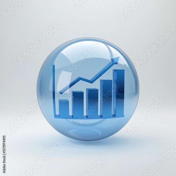 Fototapeta Growth Chart Icon Upward Trend, Progress, Success, Statistics, Data Visualization