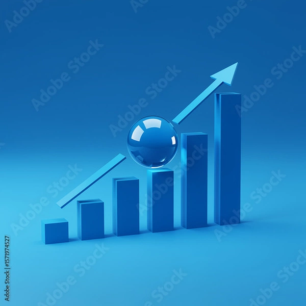 Fototapeta Upward Trend Growth Chart with Ascending Bars and Rising Arrow