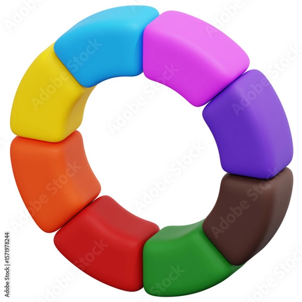 Fototapeta 3D Eight Segment Donut Diagram Icon