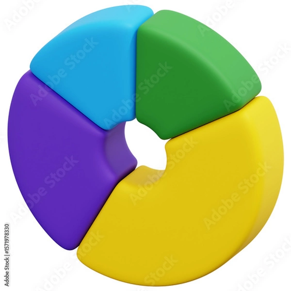 Fototapeta 3D Four Color Donut Chart Icon