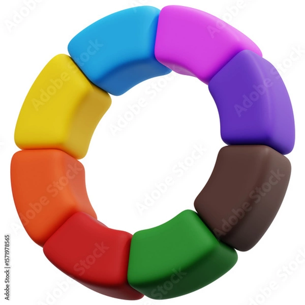 Fototapeta 3D Eight Segment Donut Diagram Icon