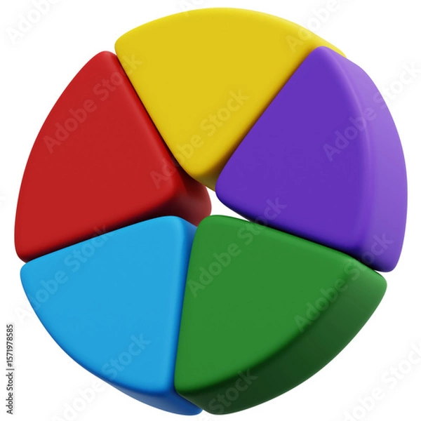 Fototapeta 3D Five Color Circular Chart Icon