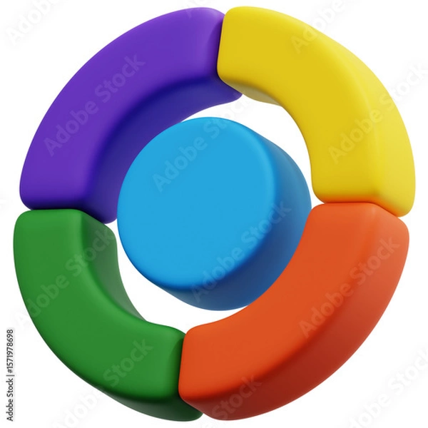 Fototapeta 3D Four Ring Segment Diagram Icon