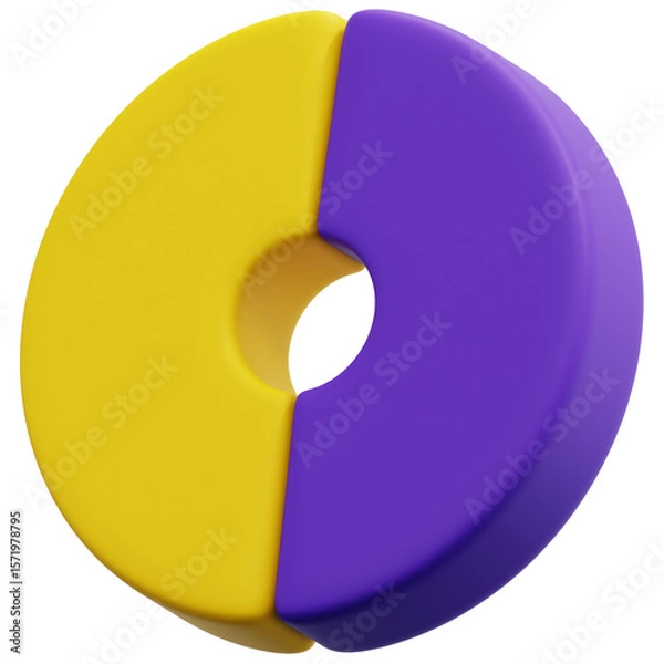 Fototapeta 3D Half Split Donut Chart Icon