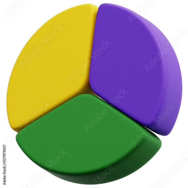Fototapeta 3D Three Color Pie Chart Icon