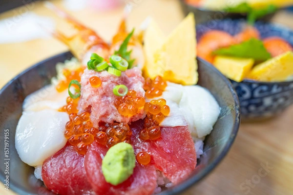 Obraz 海鮮丼のテーブルフォト