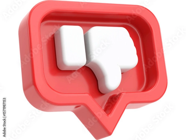 Fototapeta A glossy, square red 3D arrow icon, a web communication business concept symbol design element