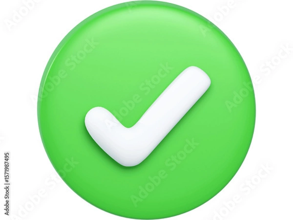Fototapeta Green checkmark button icon, a web symbol for yes or accept