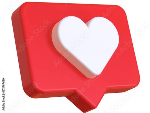 Fototapeta Red heart icon on white background symbolizing love, romance, and Valentine's Day celebration
