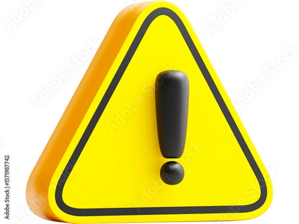 Fototapeta Yellow triangle danger sign: an icon of caution and safety, alerting to road hazards