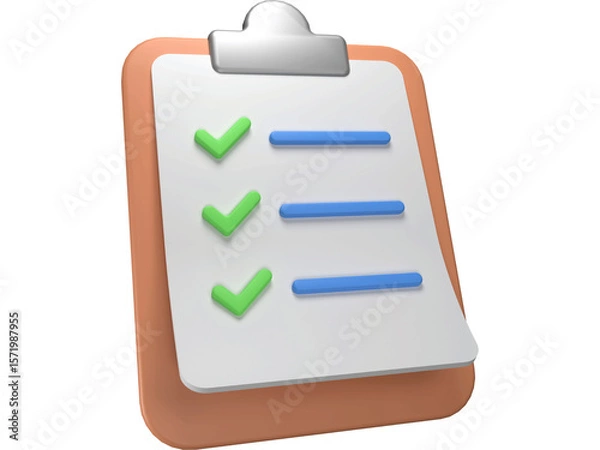 Fototapeta Clipboard with checklist icon showing a document, pen, and check mark, symbolizing a business task list or form