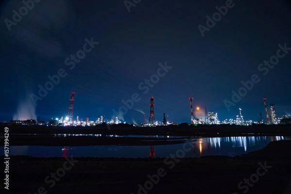 Obraz 三重県四日市市　四日市コンビナートの風景