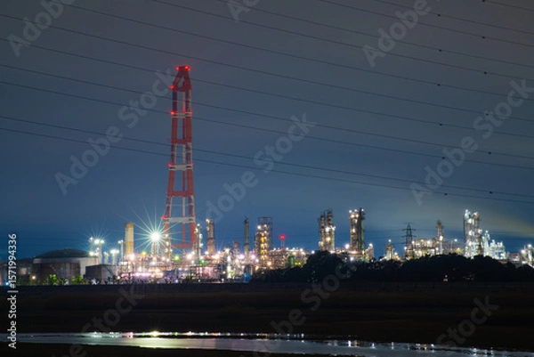 Obraz 三重県四日市市　四日市コンビナートの風景