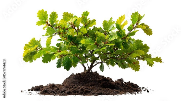 Obraz Young Baby Oak Tree Growing on Transparent Background

