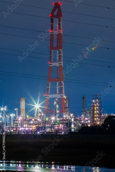 Obraz 三重県四日市市　四日市コンビナートの風景