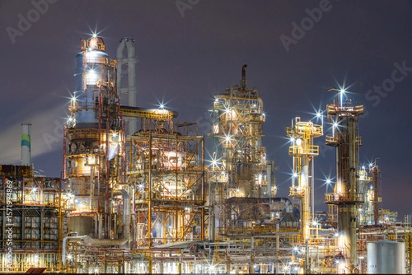 Obraz 三重県四日市市　四日市コンビナートの風景