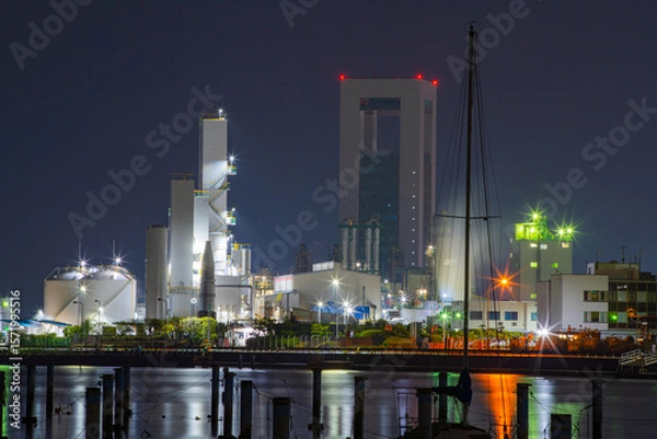 Obraz 三重県四日市市　四日市コンビナートの風景