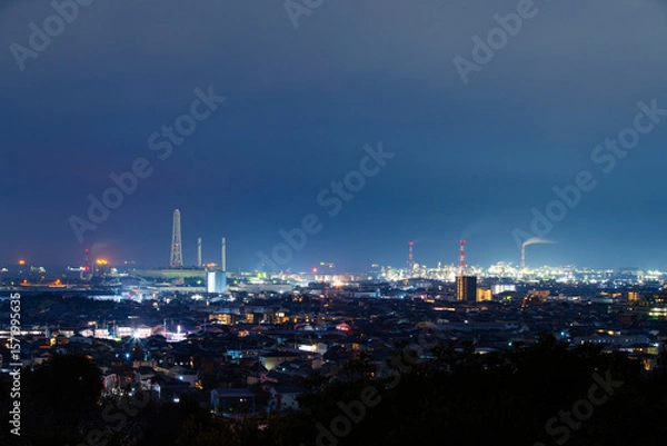 Obraz 三重県四日市市　四日市コンビナートの風景