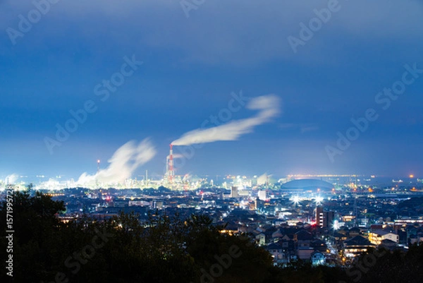 Obraz 三重県四日市市　四日市コンビナートの風景