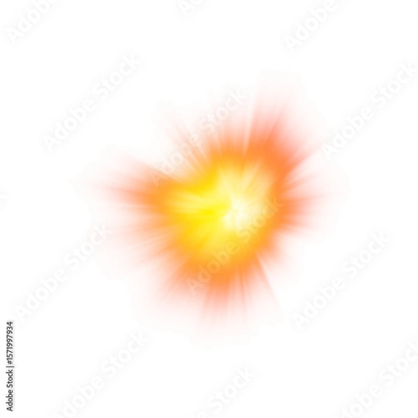 Fototapeta Explosion fire effect with glowing center on transparent background
