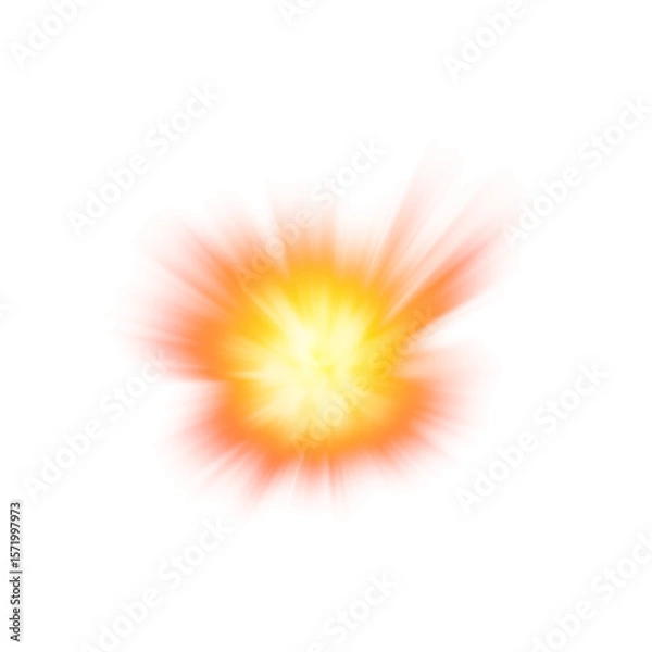 Fototapeta Explosion fire effect with glowing center on transparent background

