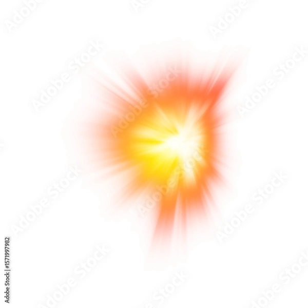 Fototapeta Explosion fire effect with glowing center on transparent background
