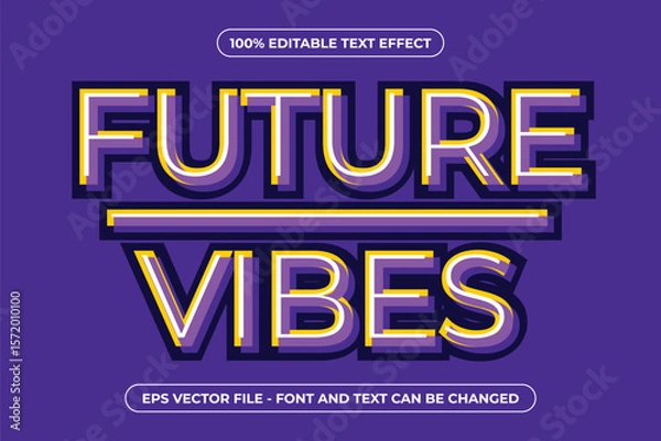 Obraz Future Vibes Editable Text Effect – Modern 3D Neon Typography Vector