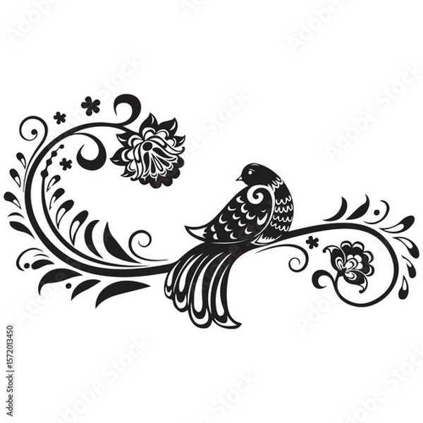 Fototapeta Abstract vector fish illustration with tribal design and decorative elements