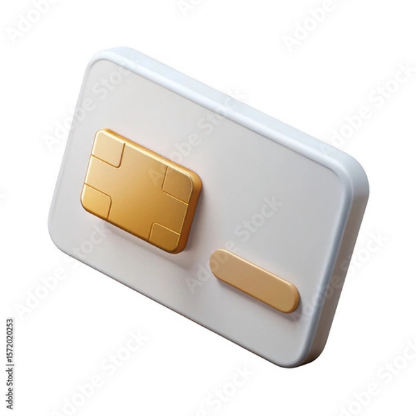 Fototapeta 3d realistic sim card mockup isolated on transparent background