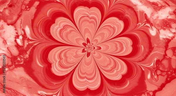 Fototapeta Abstract Red Floral Kaleidoscope Intricate Swirls and Petals