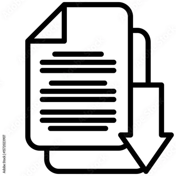 Obraz Simple download document vector graphic with arrow shows file transfer or data extraction.