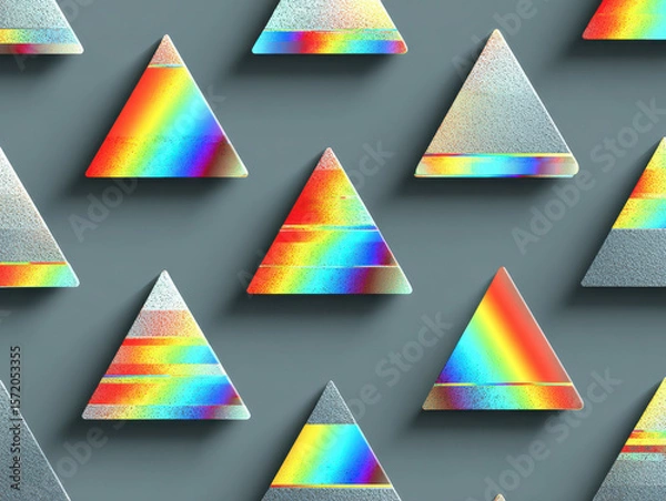 Fototapeta Iridescent Triangle Tiles Pattern: Abstract Background Texture