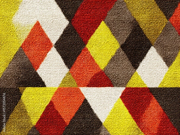 Fototapeta Abstract Textile Triangle Pattern in Warm Tones