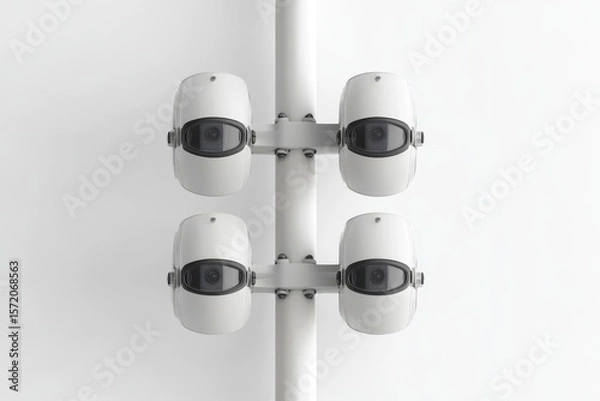 Obraz Outdoor Security Cameras Mounted on Pole