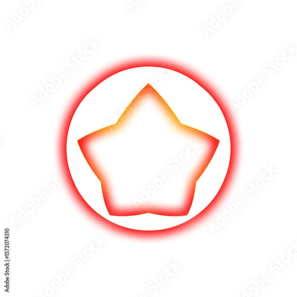 Fototapeta Red glowing star icon with transparent background
