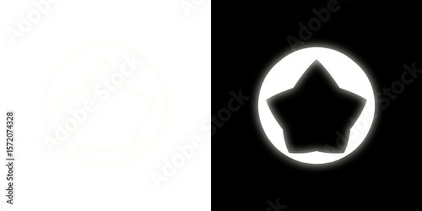 Fototapeta Glowing star icons on transparent and black backgrounds
