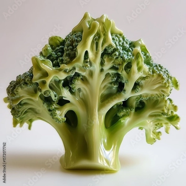 Obraz Abstract broccoli head, studio shot, pale background, edible art