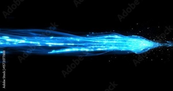 Obraz Abstract Blue Light Streaks in Black Background