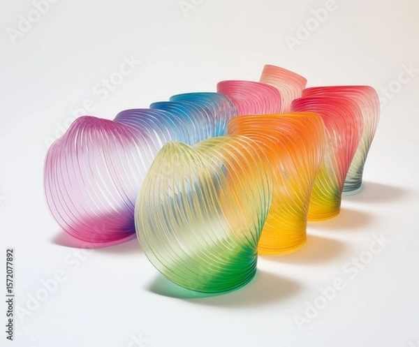 Obraz Colorful spiral toys on white background