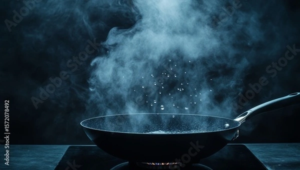 Obraz Steaming Wok on Stove, Culinary Scene