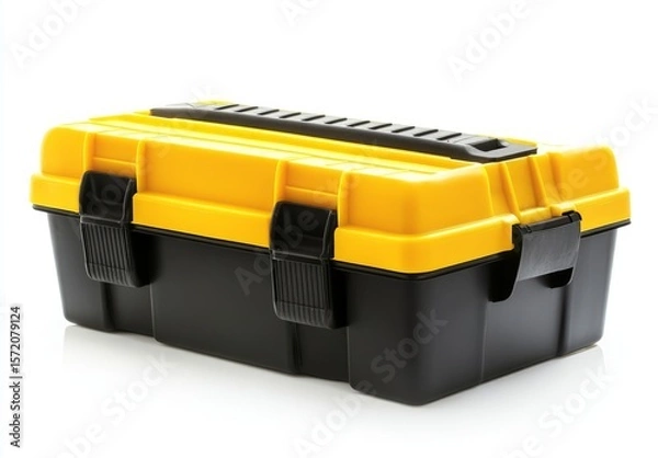 Obraz Yellow and black plastic toolbox on white background (2)