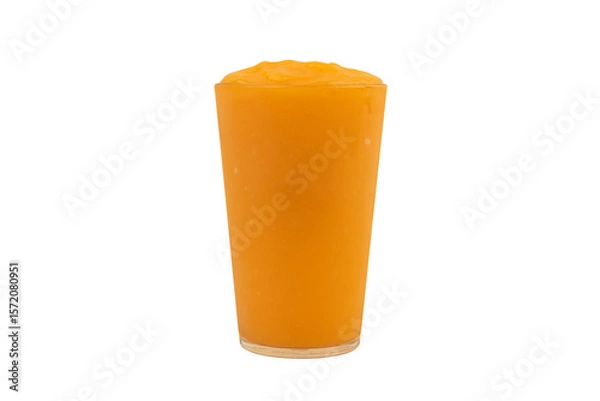 Fototapeta Orange juice in a glass isolated on a yellow background. Orange juice.