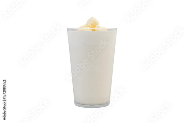 Fototapeta Milk shake in glass isolated on white background with clipping path.